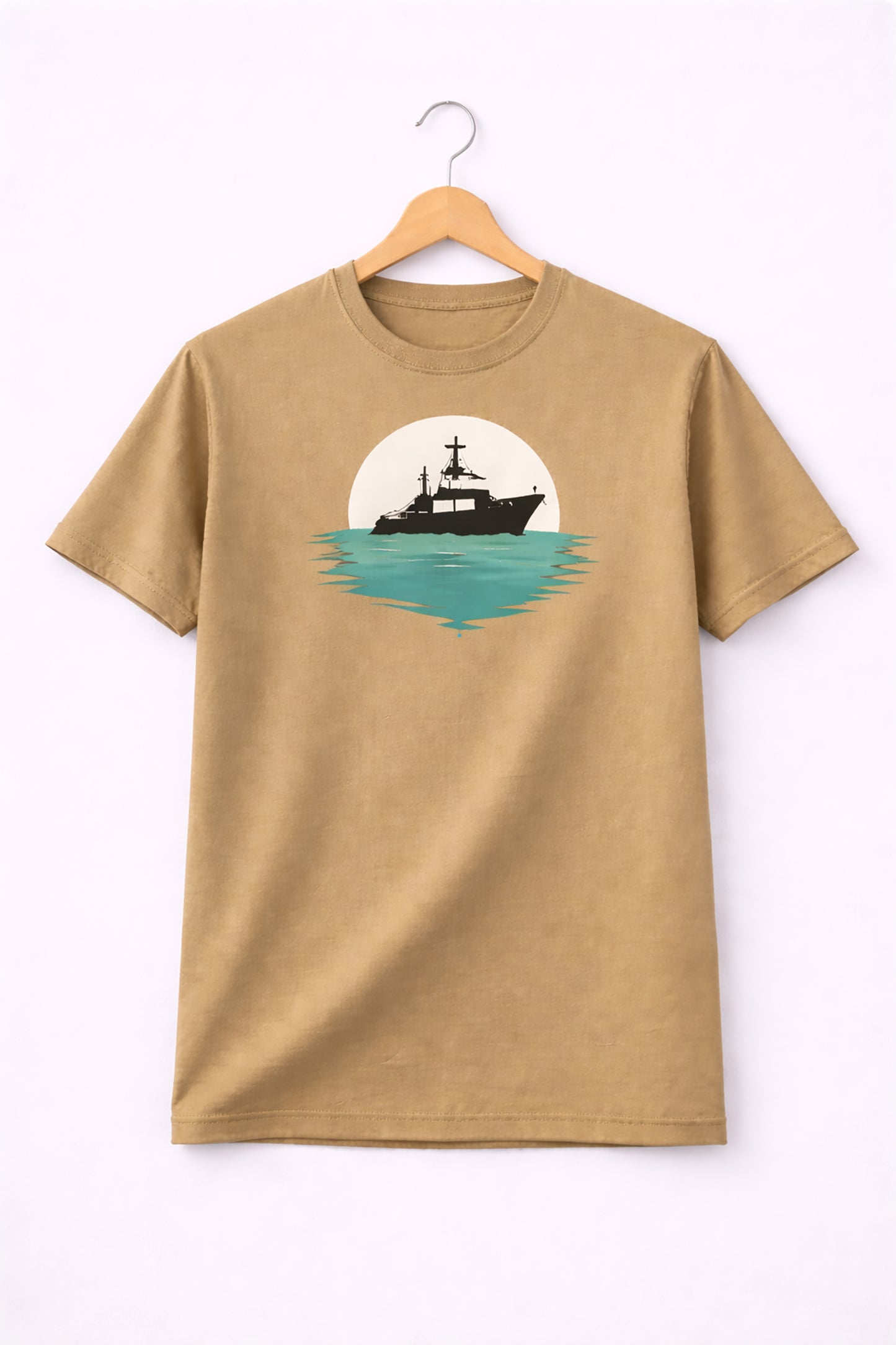 Khaki Men’s Graphic Print T-Shirt – Regular Fit Casual Wear