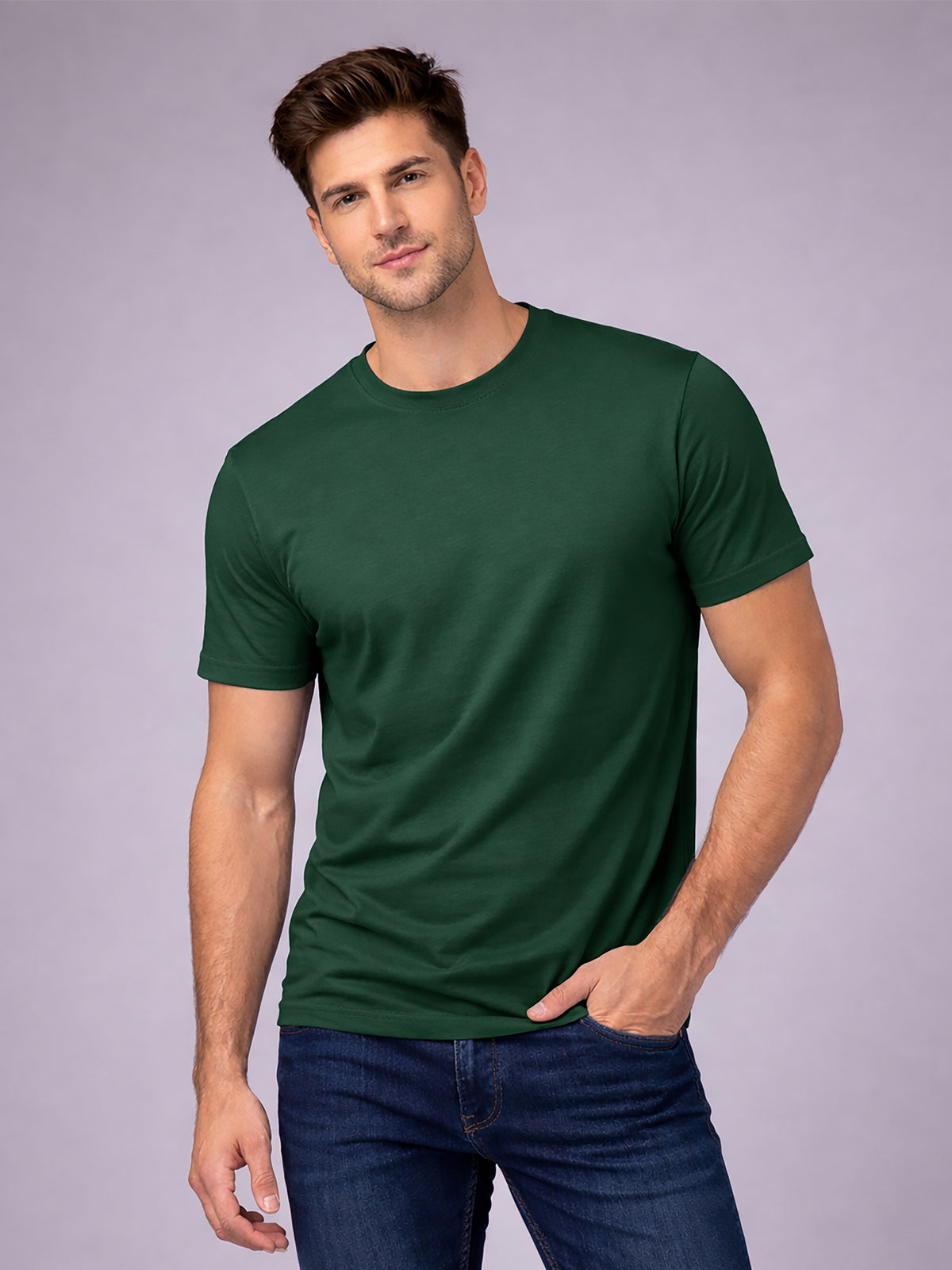 Men's Polycotton Regular Fit Solid Round Neck Half Sleeve T-Shirt