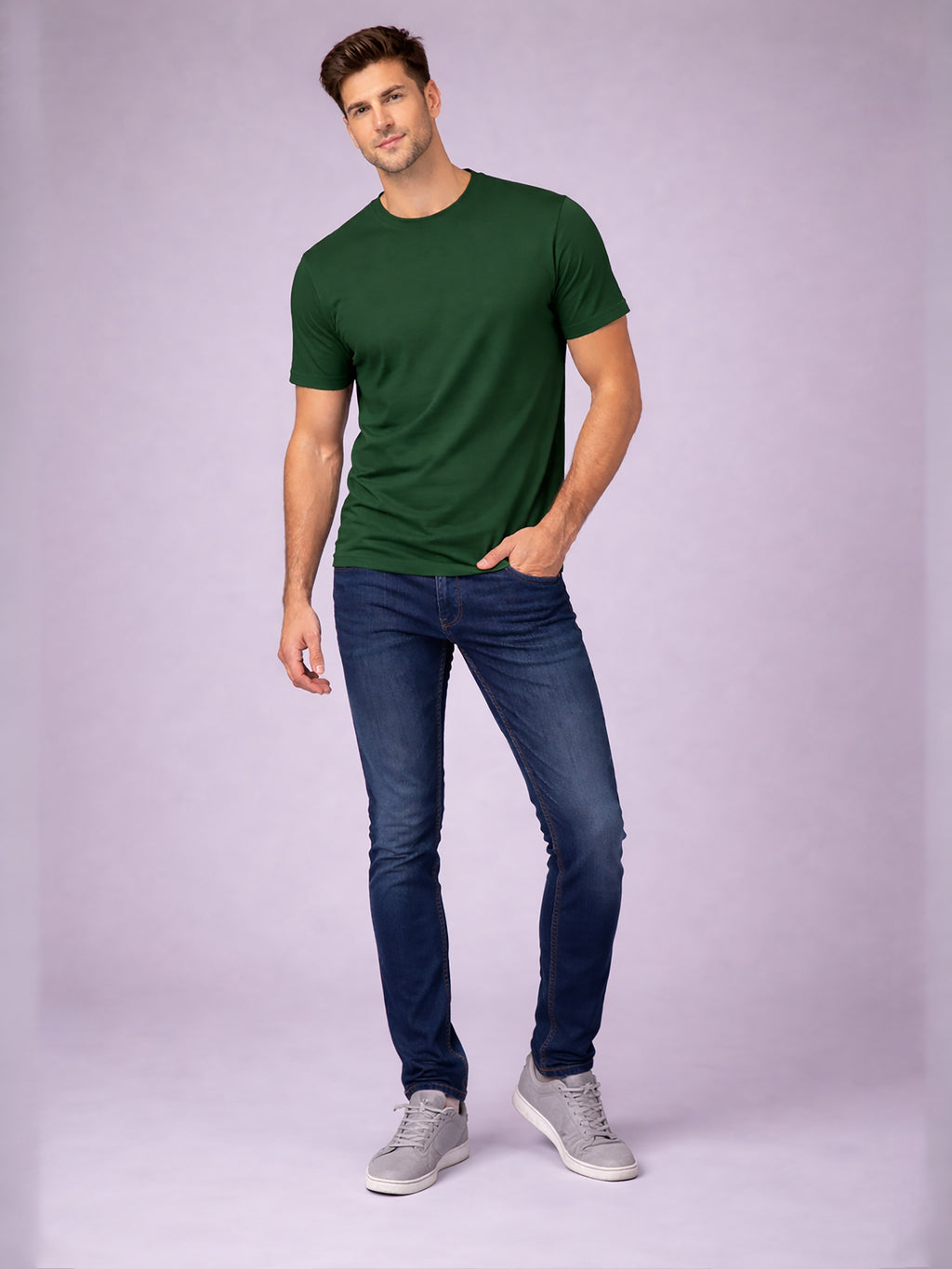 Men's Polycotton Regular Fit Solid Round Neck Half Sleeve T-Shirt