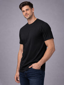 Men's Polycotton Regular Fit Solid Round Neck Half Sleeve T-Shirt