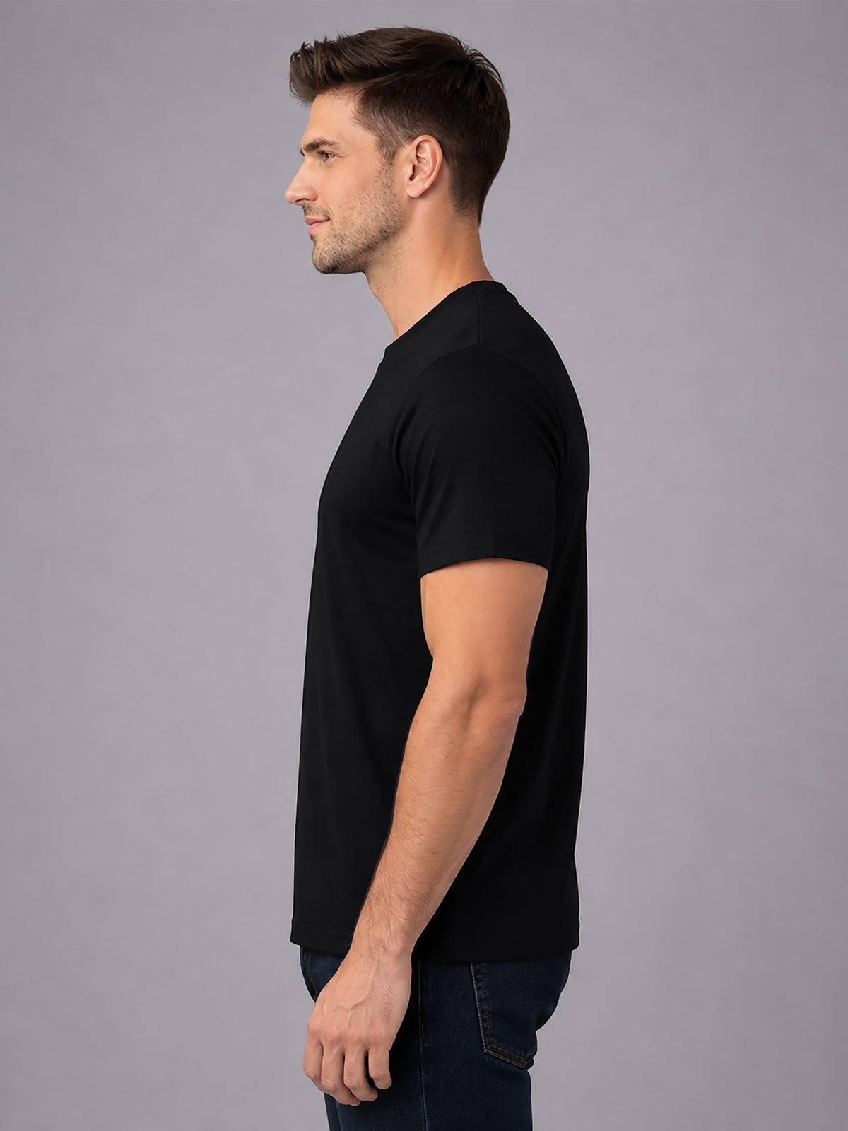 Men's Polycotton Regular Fit Solid Round Neck Half Sleeve T-Shirt
