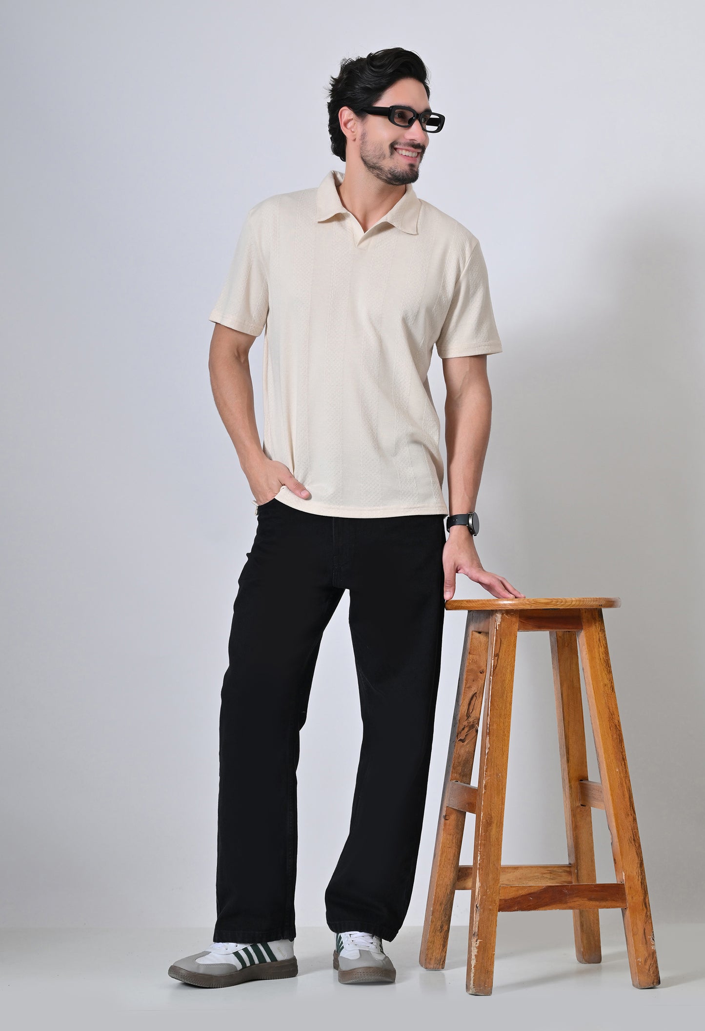 Beige Men’s Cotton Solid Polo T-Shirt – Regular Fit Minimal Casual Wear