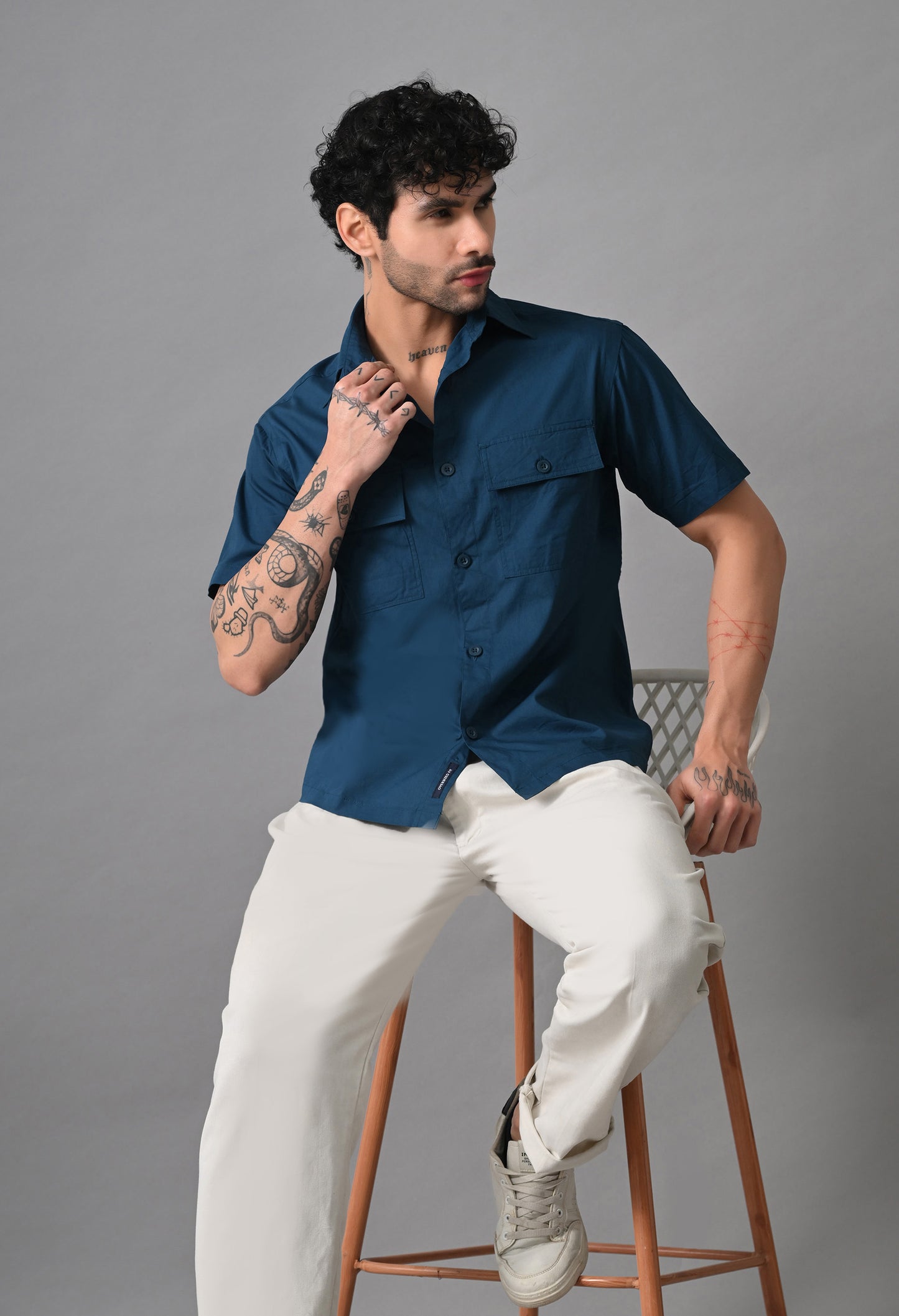 Teal Blue Men's  Solid Cotton Poplin Regular Fit Casual & Semi Formal Shirts
