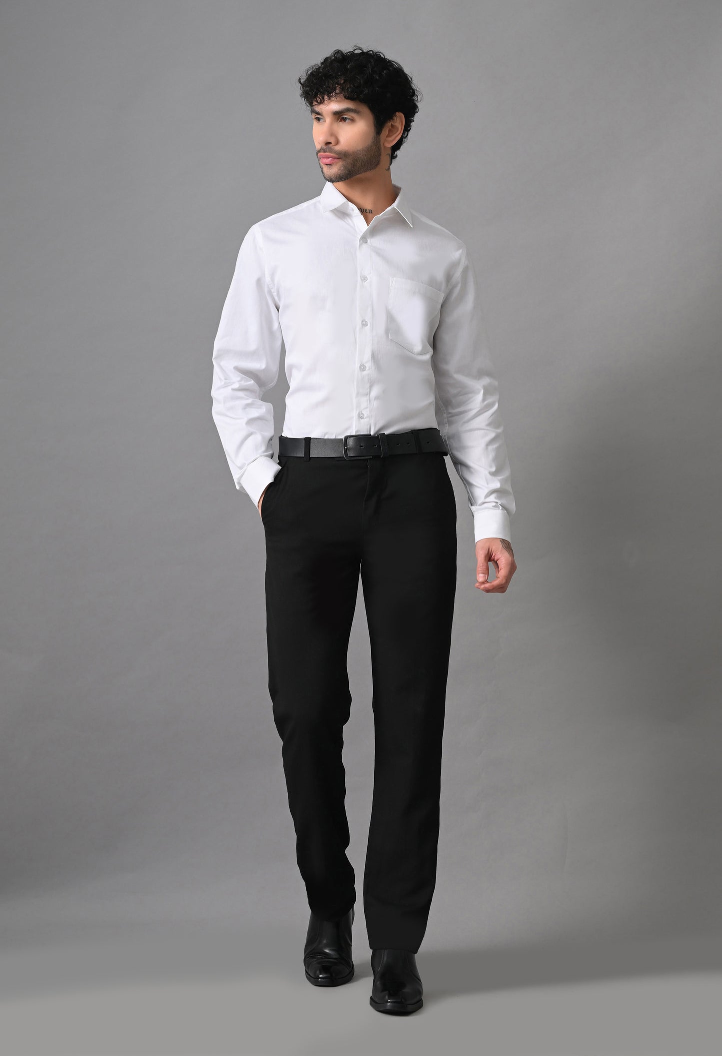 White Men's Solid Cotton Poplin Regular Fit Full Sleeve Formal Shirts