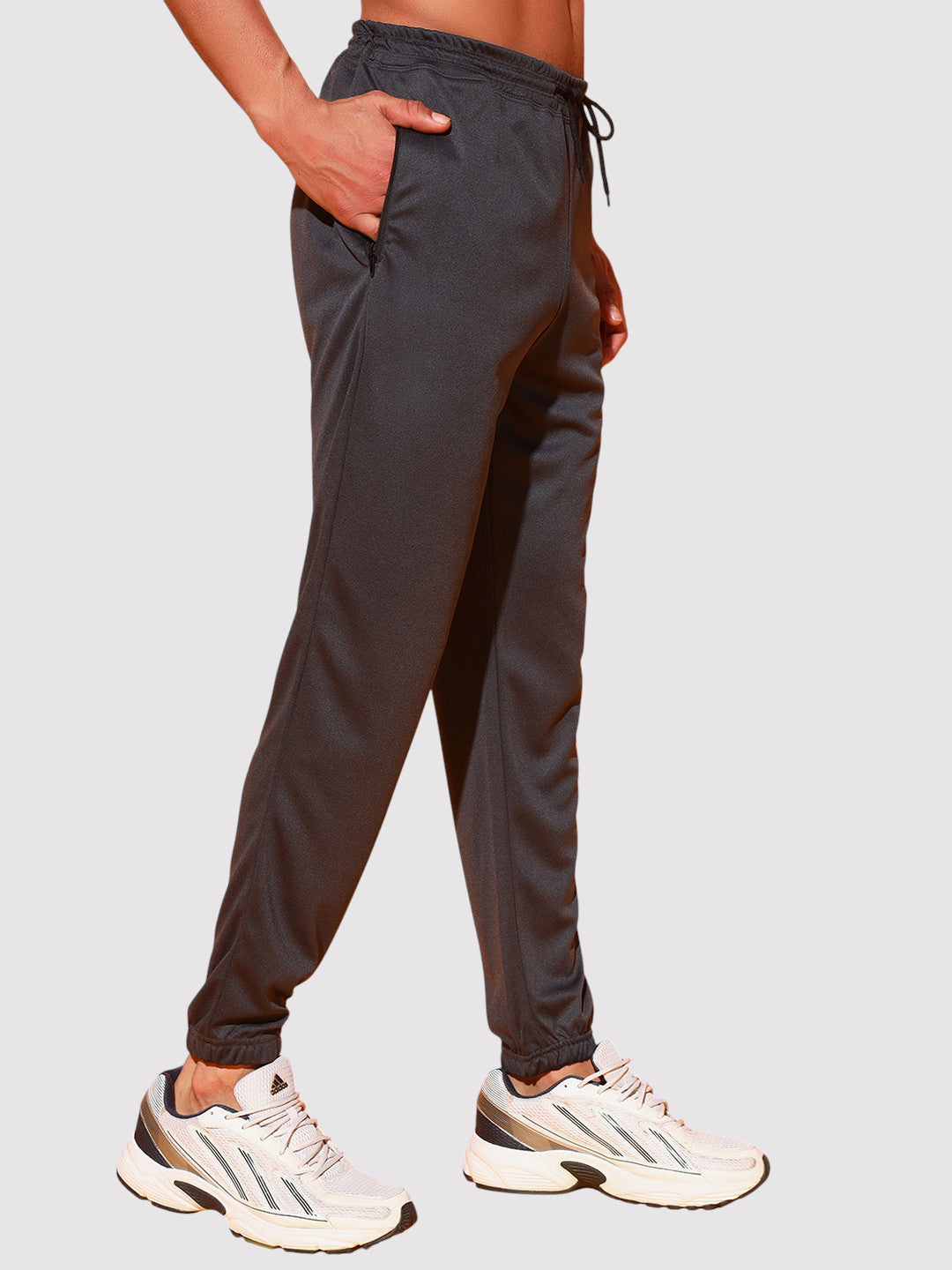 Black Men’s Knitted Tapered Jogger Pants – Mid-Rise Drawstring Athleisure Wear