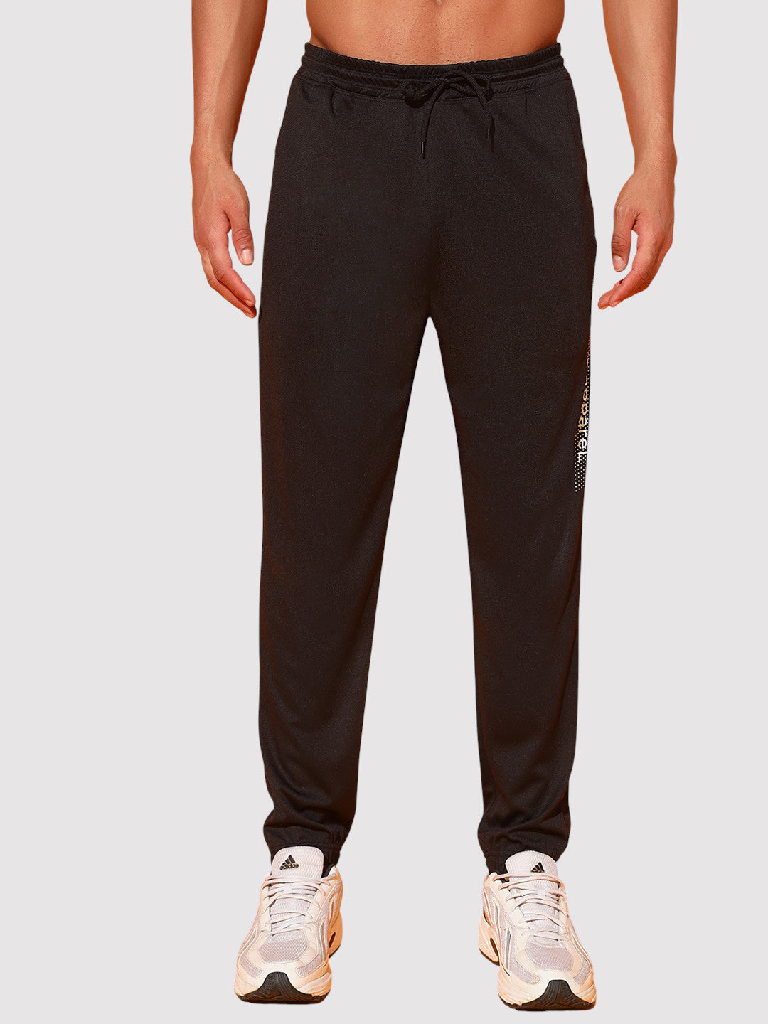 Black Men’s Knitted Tapered Jogger Pants – Mid-Rise Drawstring Athleisure Wear
