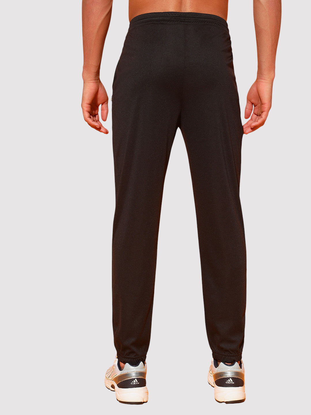 Black Men’s Knitted Tapered Jogger Pants – Mid-Rise Drawstring Athleisure Wear