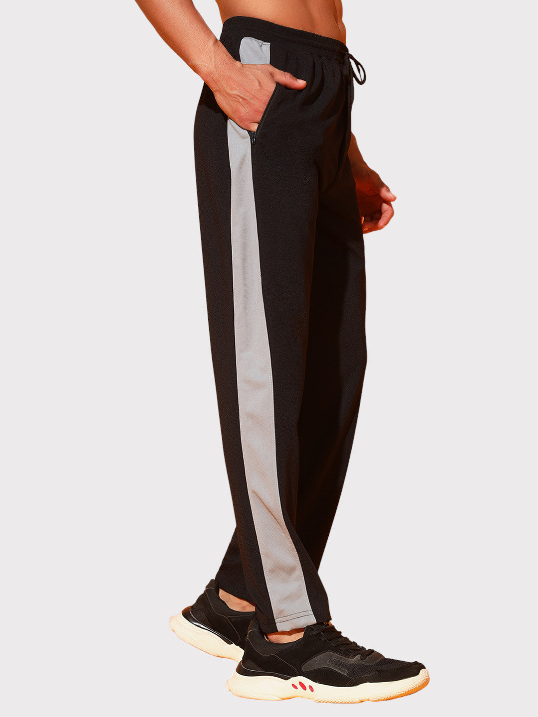 Black Men’s Knitted Tapered Jogger Pants – Mid-Rise Drawstring Athleisure Wear