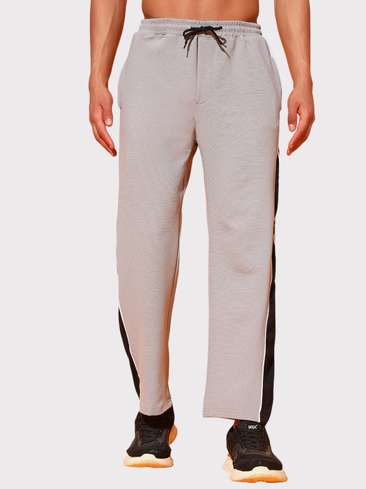 Grey Men’s Knitted Tapered Jogger Pants – Mid-Rise Drawstring Athleisure Wear