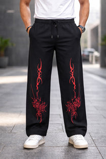 Men’s Graphic Printed Polyester Relaxed Fit Track Pants.