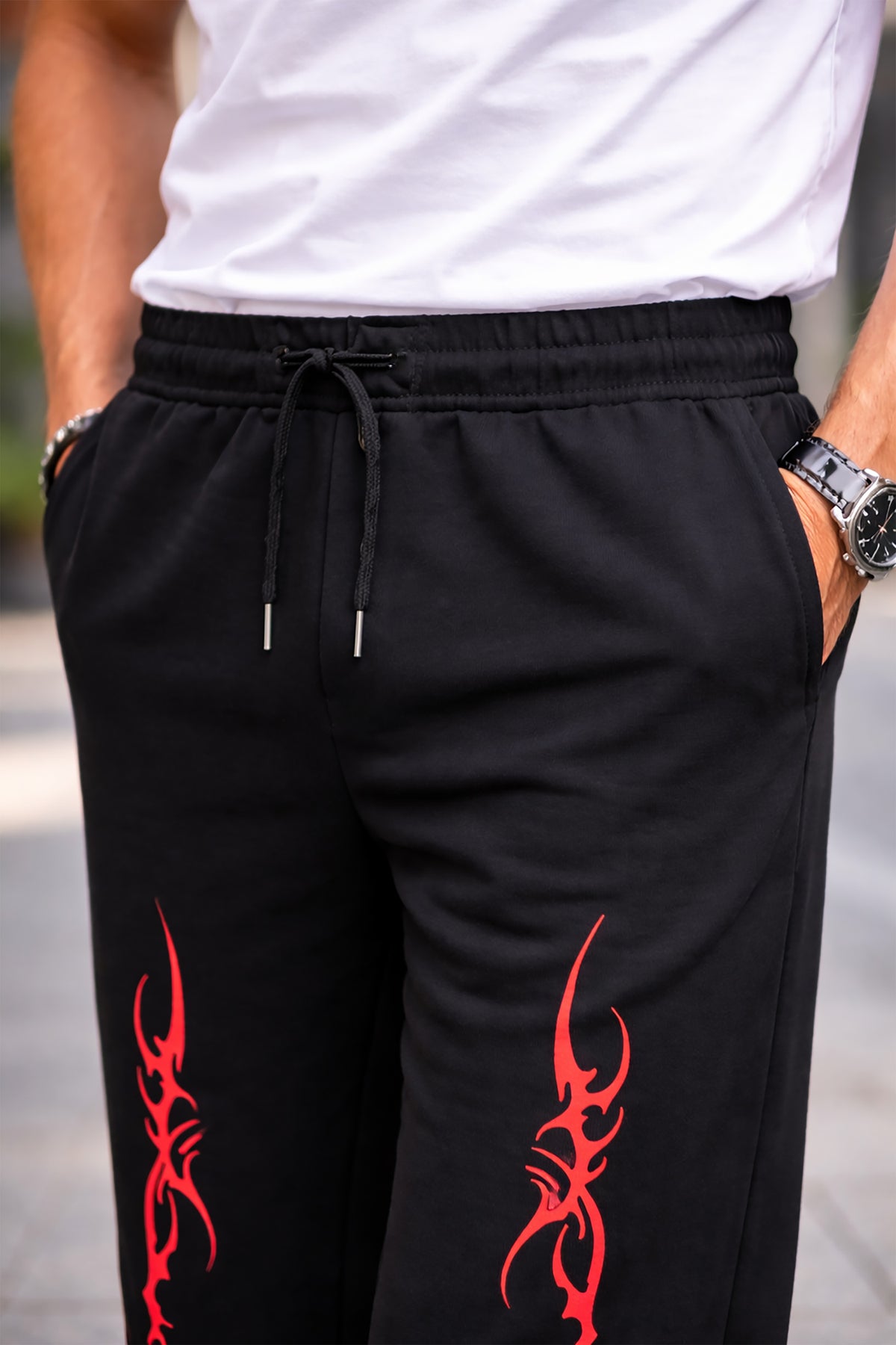 Men’s Graphic Printed Polyester Relaxed Fit Track Pants.