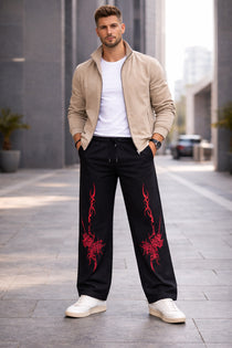 Men’s Graphic Printed Polyester Relaxed Fit Track Pants.