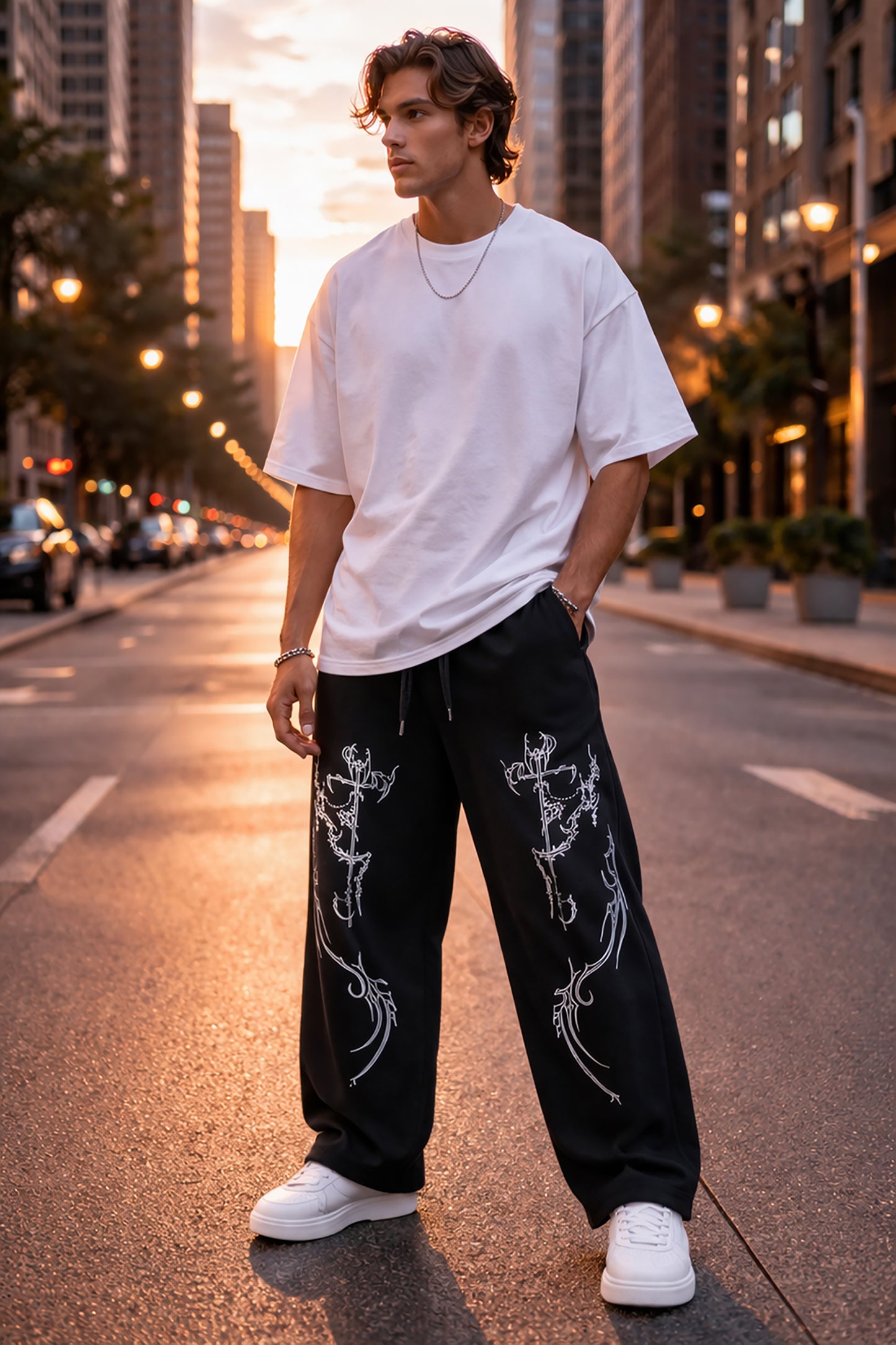 Black Men’s Graphic Printed Joggers – Regular Fit Streetwear Casual Wear