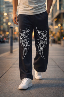 Men’s Graphic Printed Polyester Relaxed Fit Track Pants.