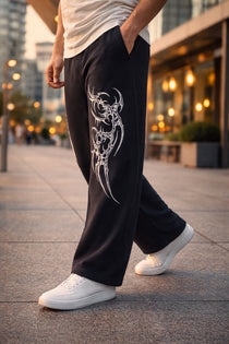 Men’s Graphic Printed Polyester Relaxed Fit Track Pants.