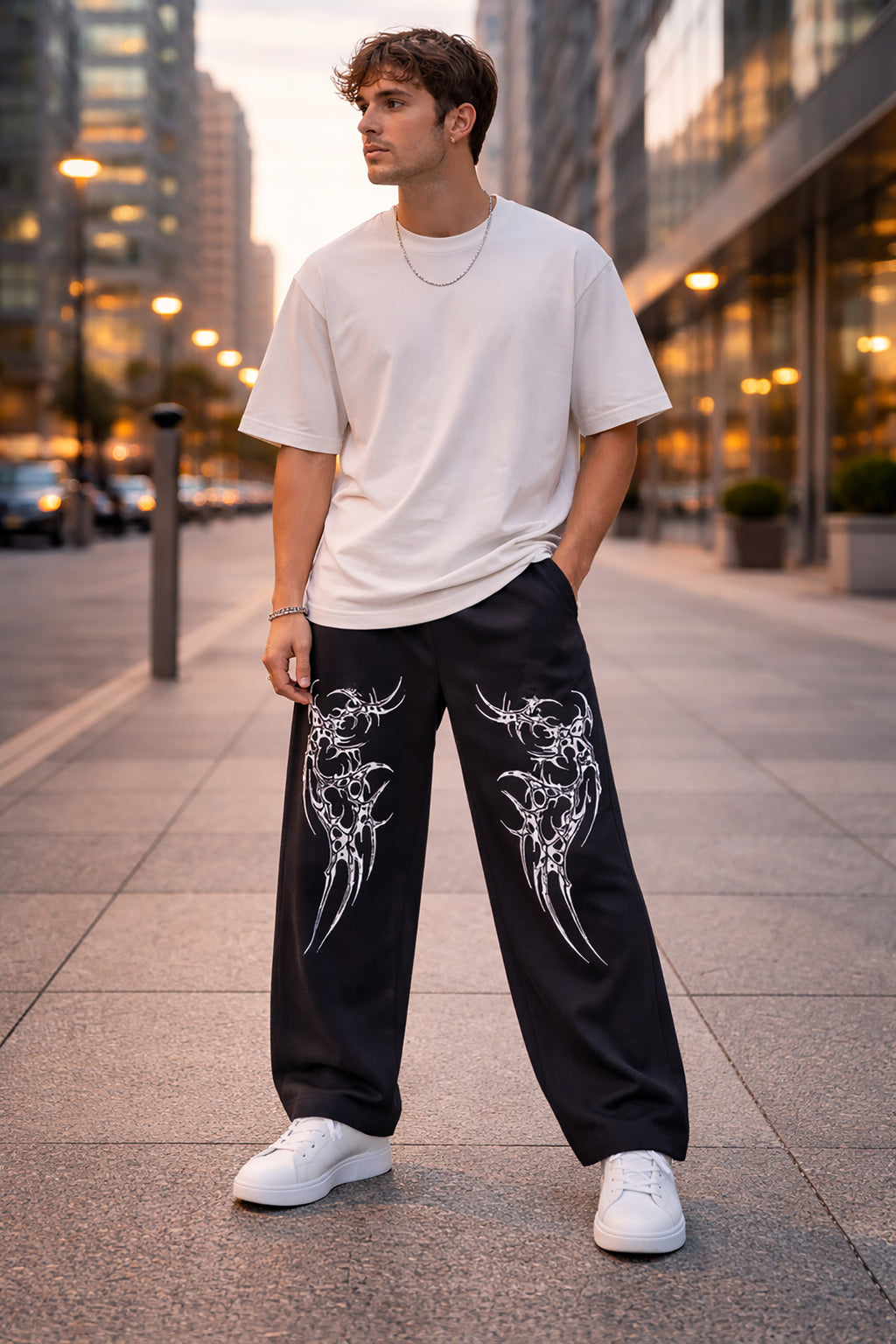 Men’s Graphic Printed Polyester Relaxed Fit Track Pants.