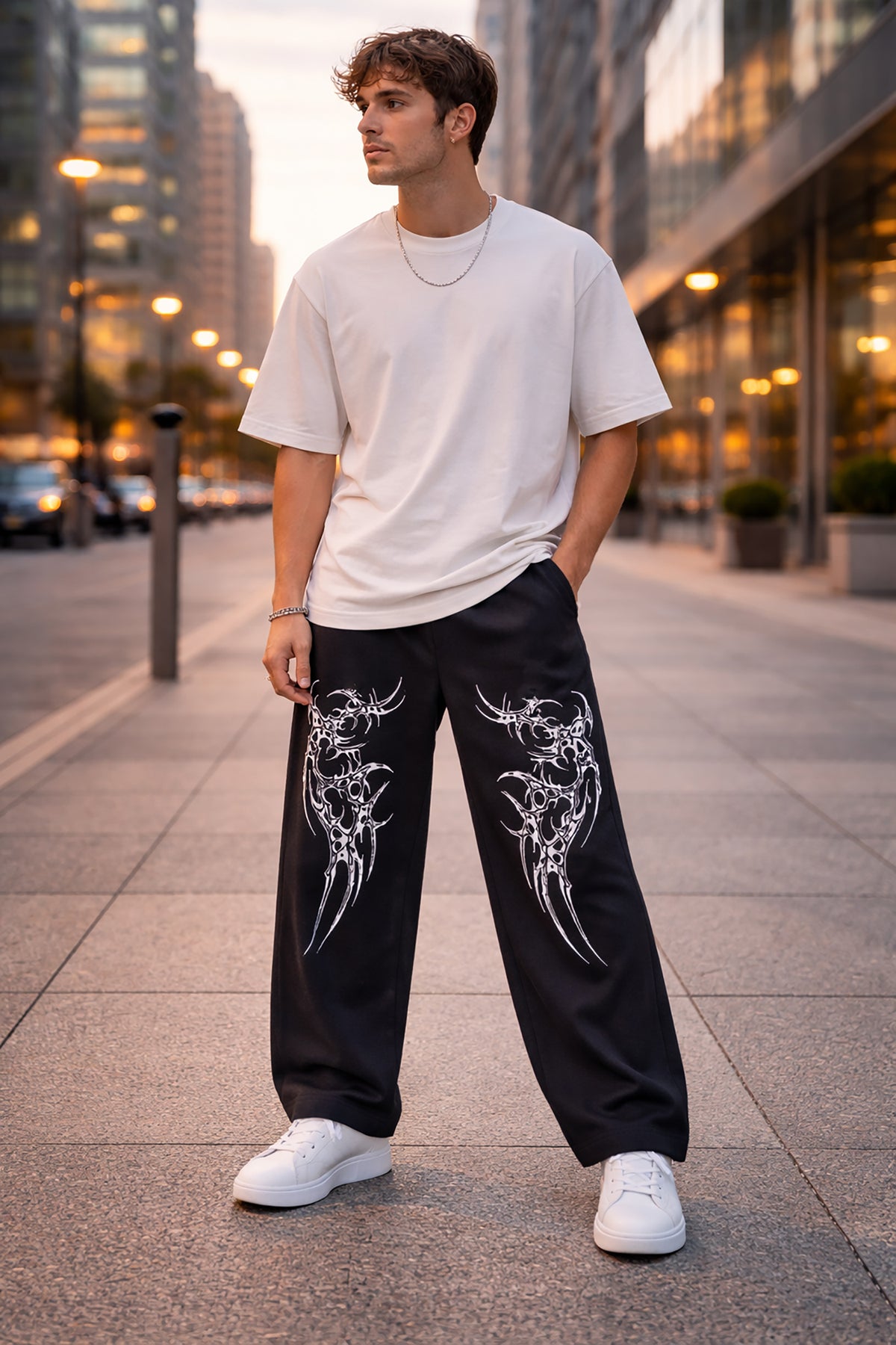 Men’s Graphic Printed Polyester Relaxed Fit Track Pants.