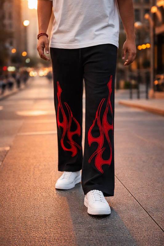 Black Men’s Graphic Printed Joggers – Regular Fit Streetwear Casual Wear