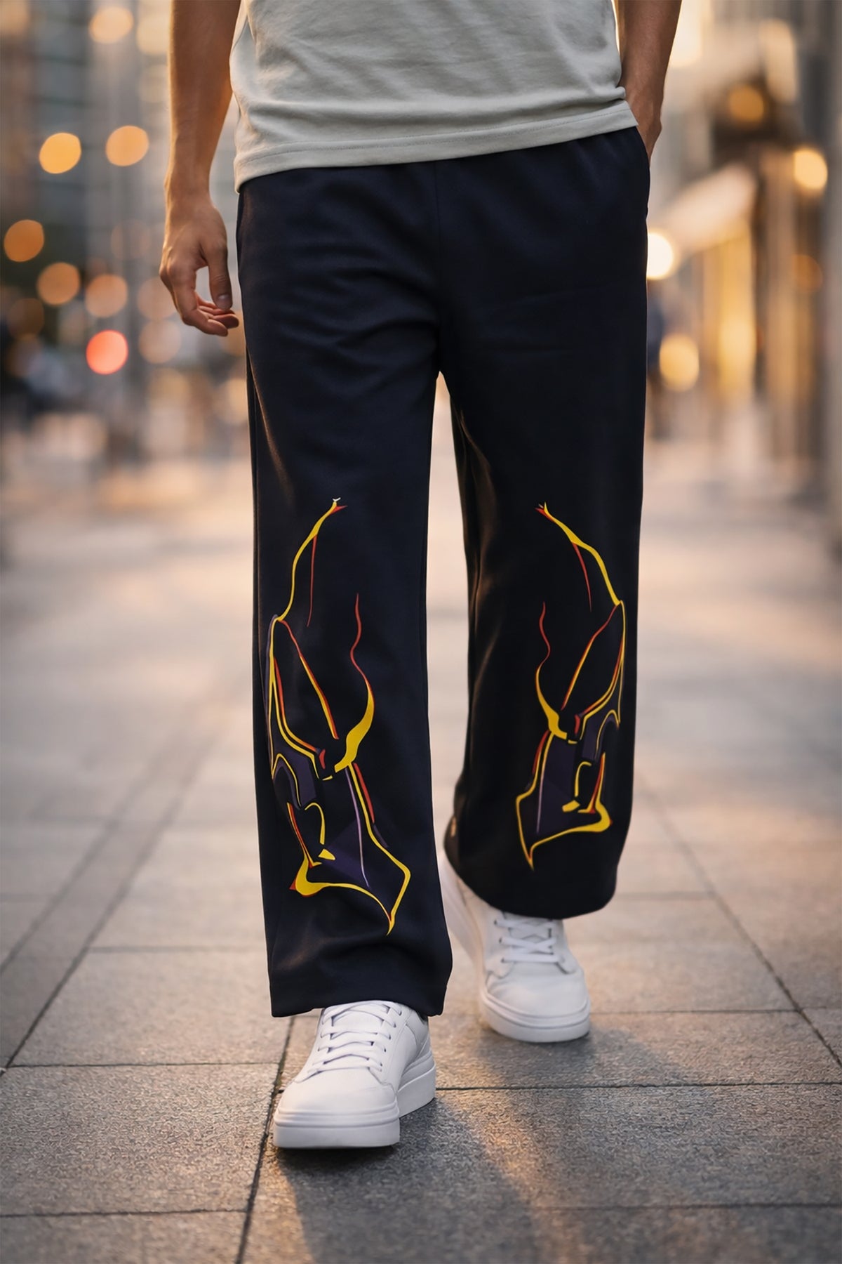 Black Men’s Graphic Printed Joggers – Regular Fit Streetwear Casual Wear Main image