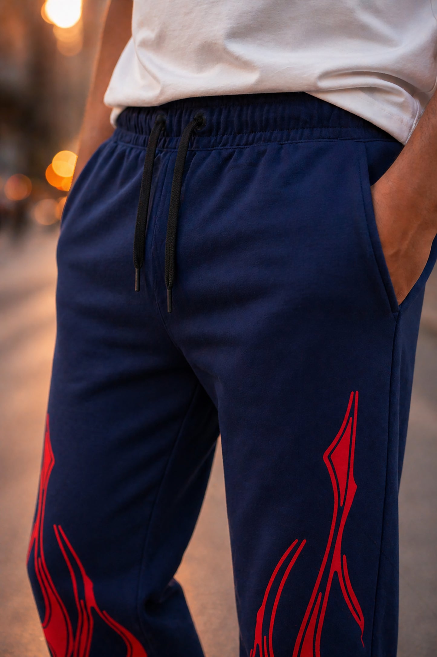 Navy Blue Men’s Graphic Printed Joggers – Regular Fit Streetwear Casual Wear