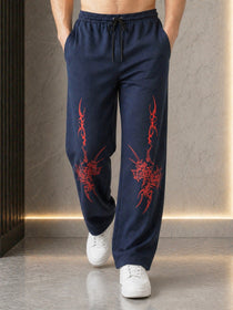Men’s Graphic Printed Polyester Relaxed Fit Track Pants.