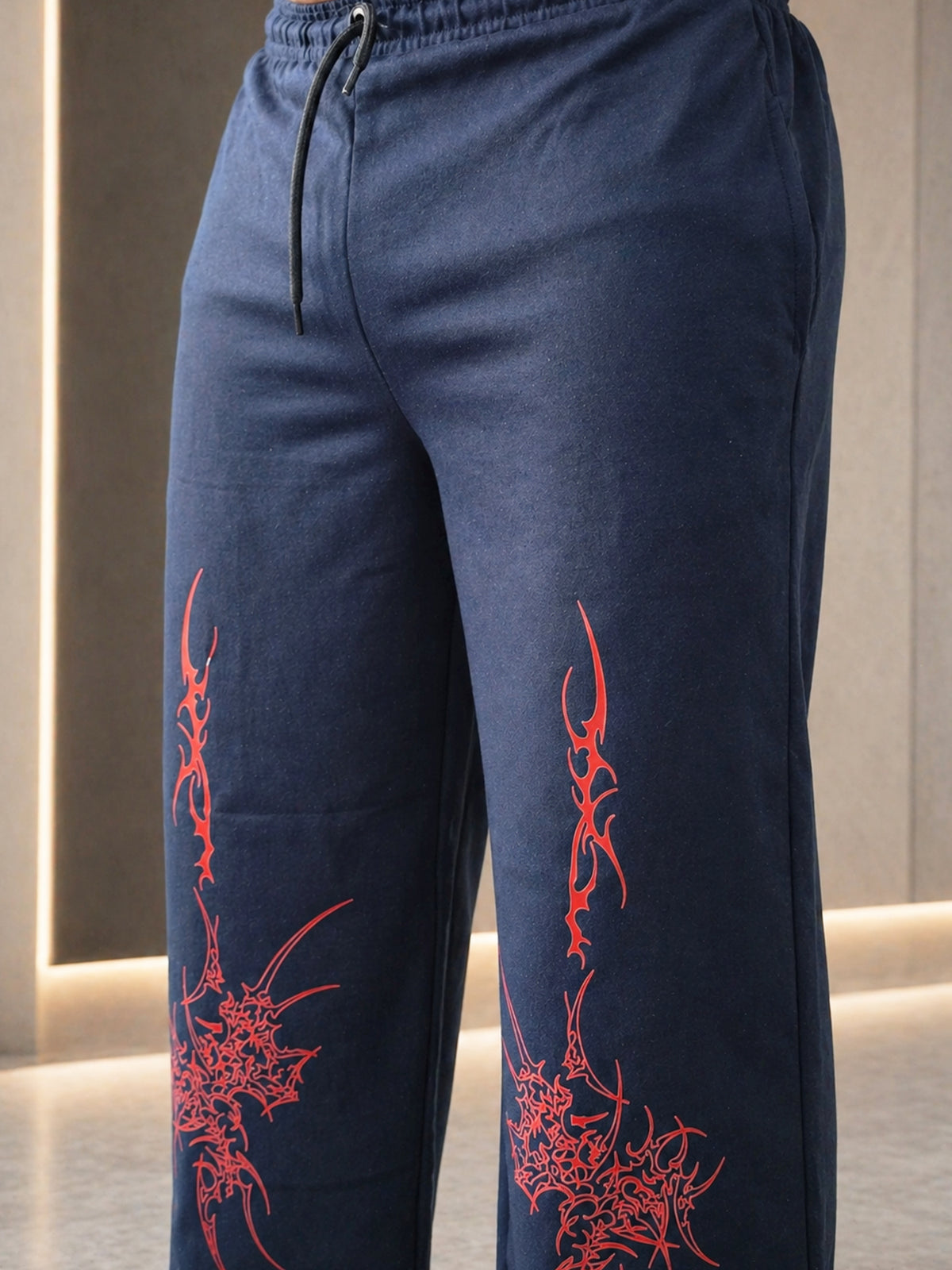 Men’s Graphic Printed Polyester Relaxed Fit Track Pants.