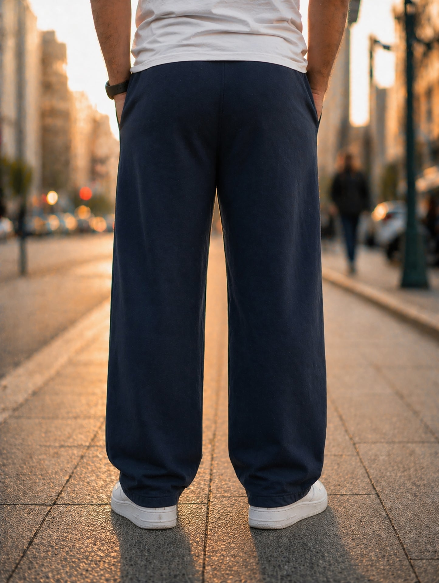 Navy Blue Men’s Graphic Printed Joggers – Regular Fit Streetwear Casual Wear