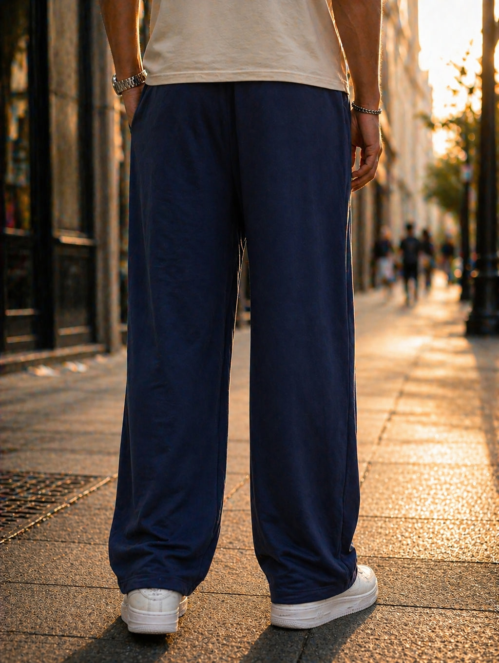 Navy Blue Men’s Graphic Printed Joggers – Regular Fit Streetwear Casual Wear