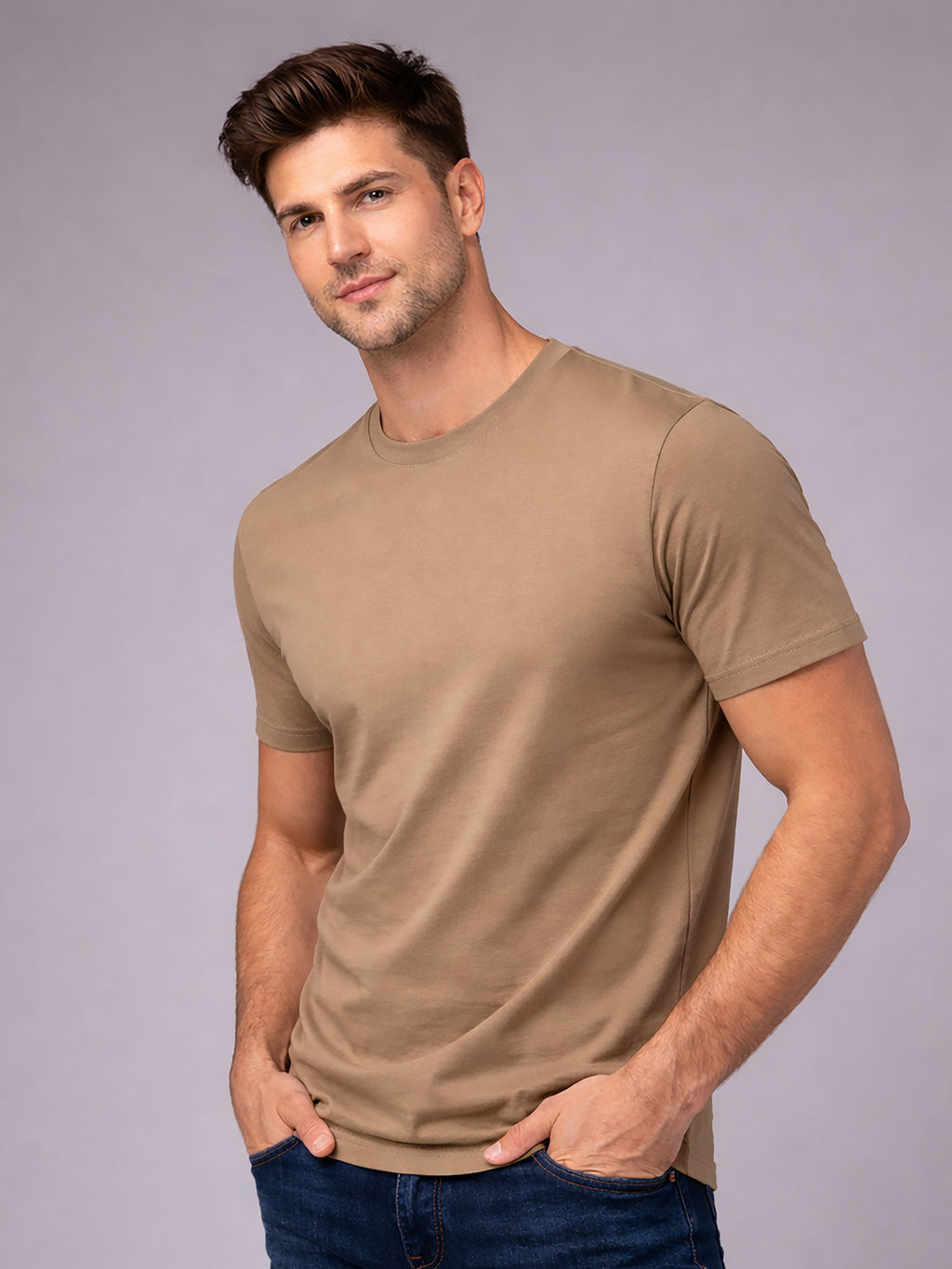 Men's Polycotton Regular Fit Solid Round Neck Half Sleeve T-Shirt