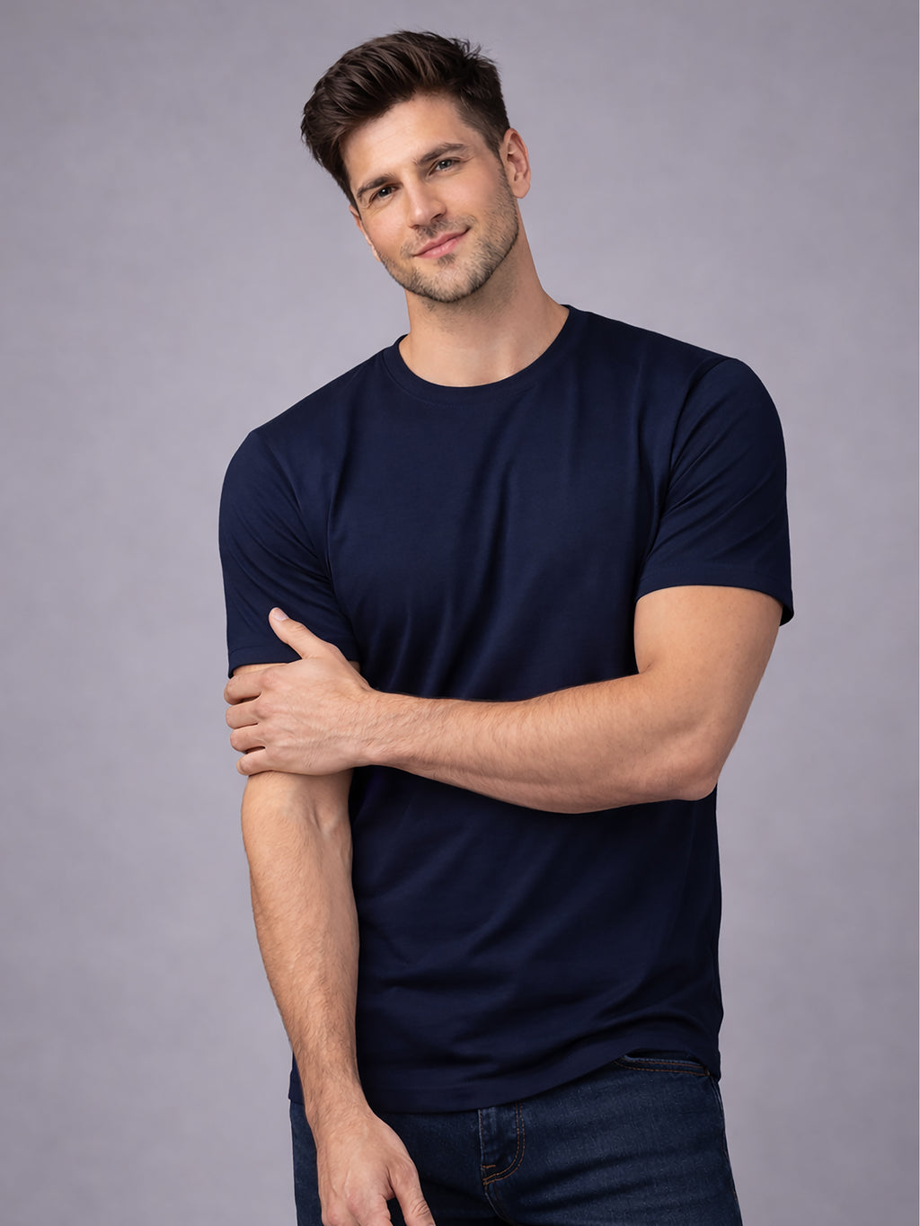 Men's Polycotton Regular Fit Solid Round Neck Half Sleeve T-Shirt