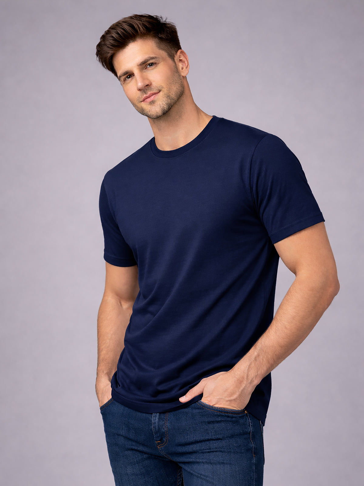 Men's Polycotton Regular Fit Solid Round Neck Half Sleeve T-Shirt