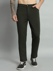 Men's Solid Polyester Regular Fit Trousers