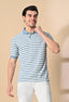 Men's Imported Poly Striped Half Sleeve Casual Polo T-Shirt