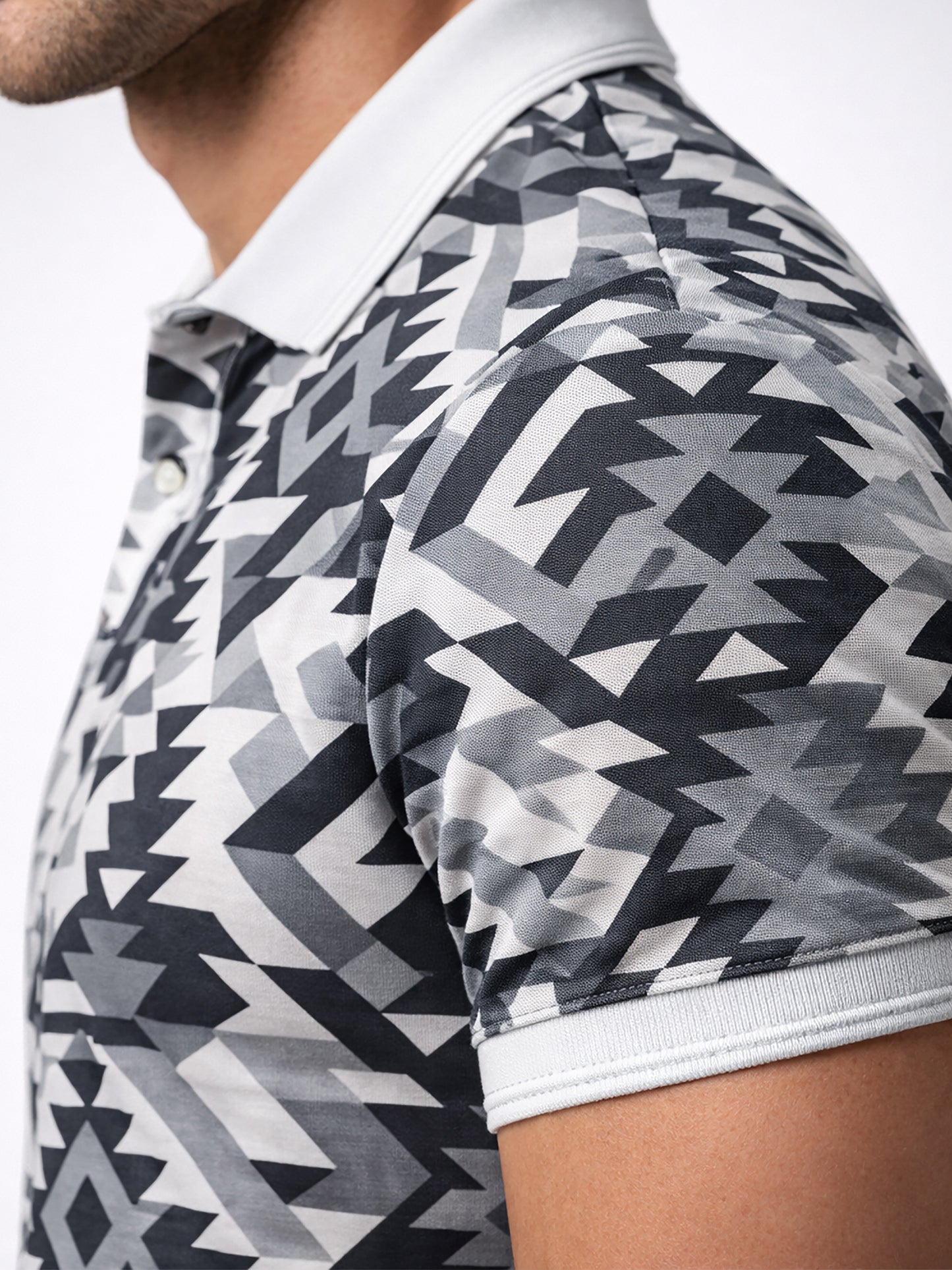 MultiColour Men’s Geometric Printed Polo T-Shirt – Regular Fit Casual Wear