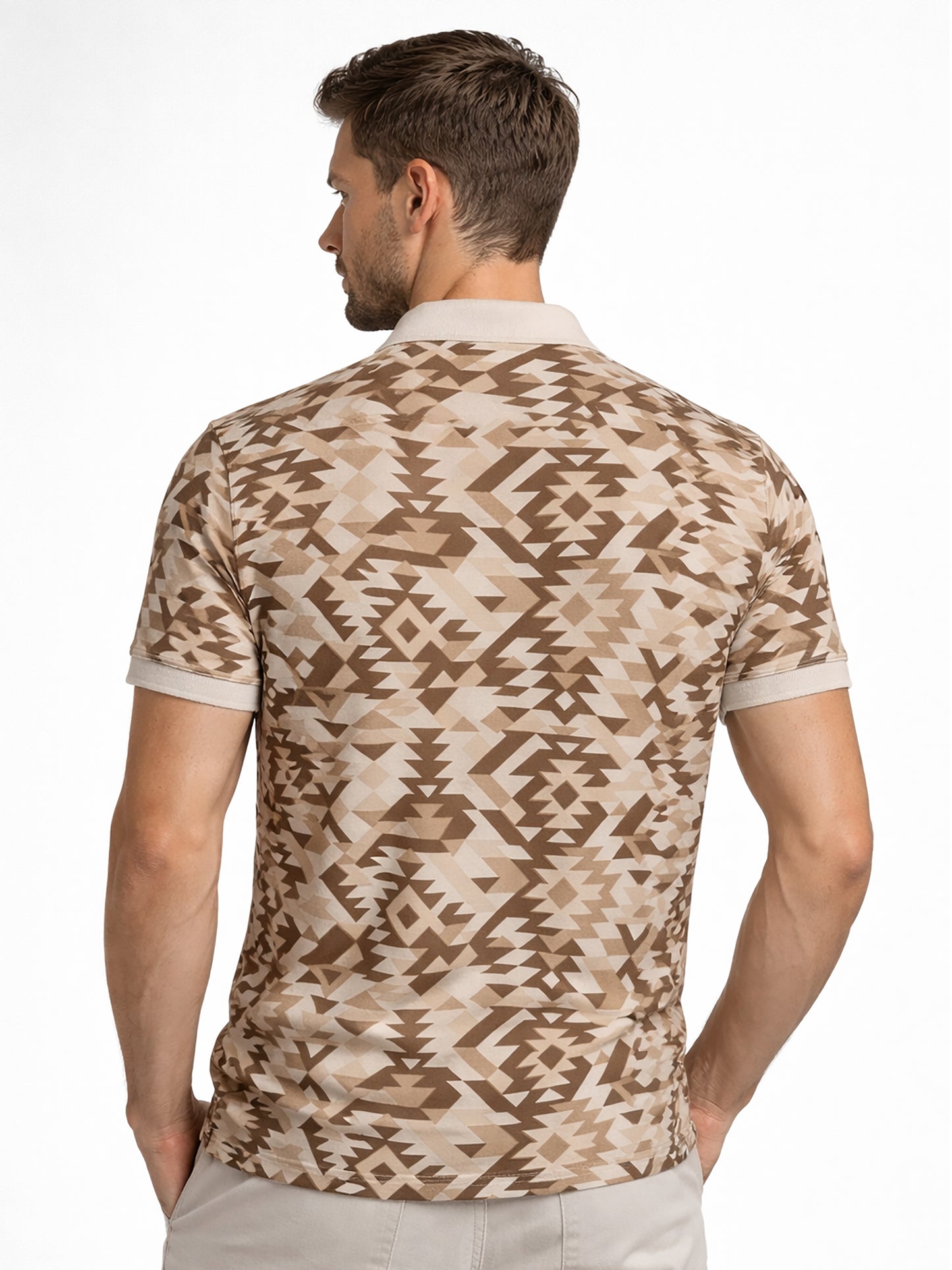 MultiColour Men’s Geometric Printed Polo T-Shirt – Regular Fit Casual Wear