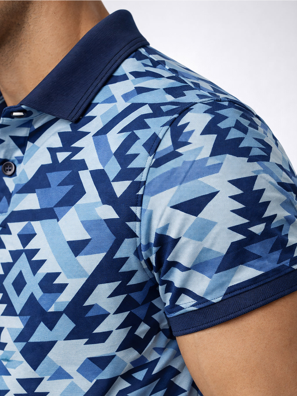 MultiColour Men’s Geometric Printed Polo T-Shirt – Regular Fit Casual Wear