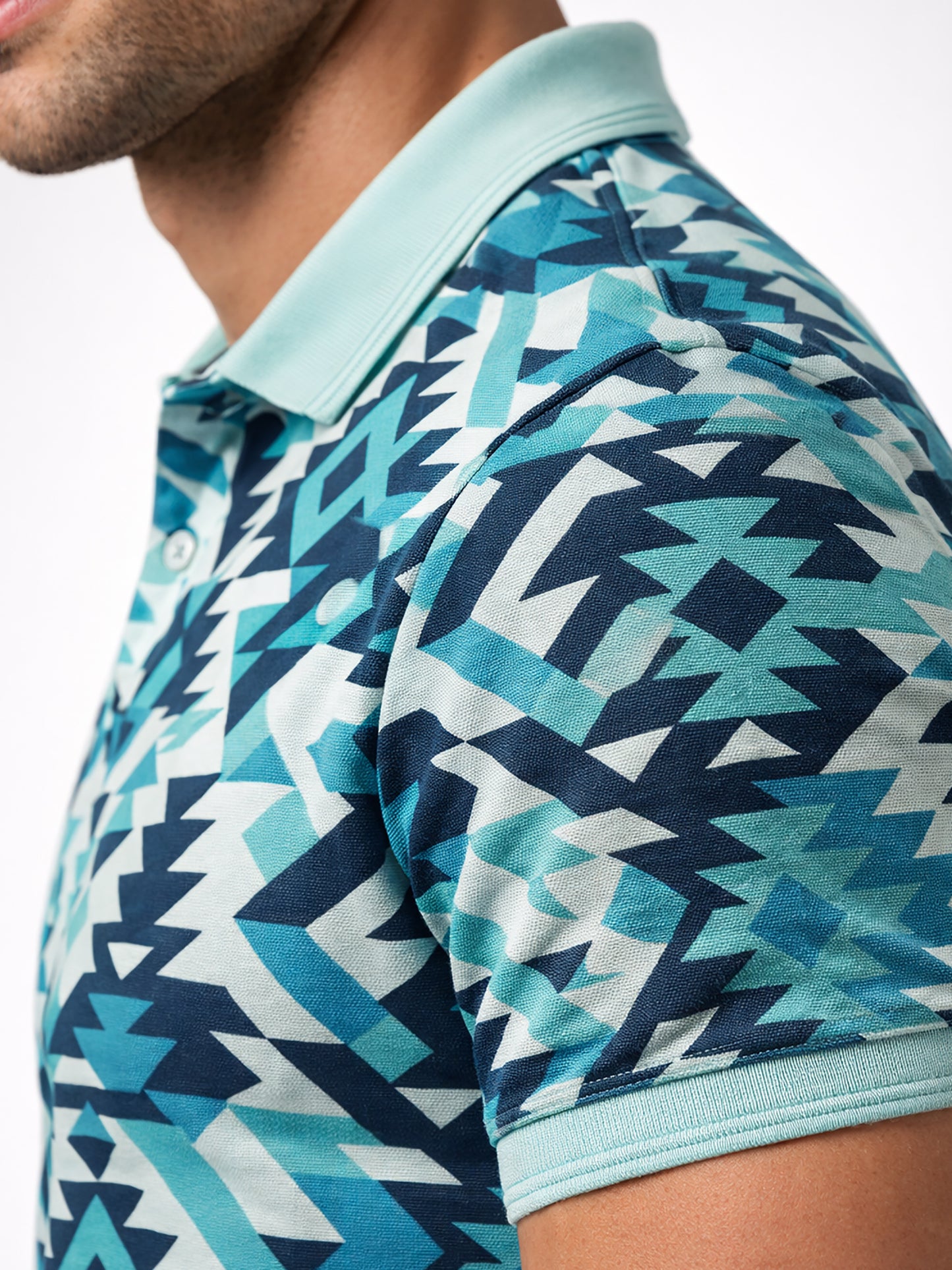 MultiColour Men’s Geometric Printed Polo T-Shirt – Regular Fit Casual Wear