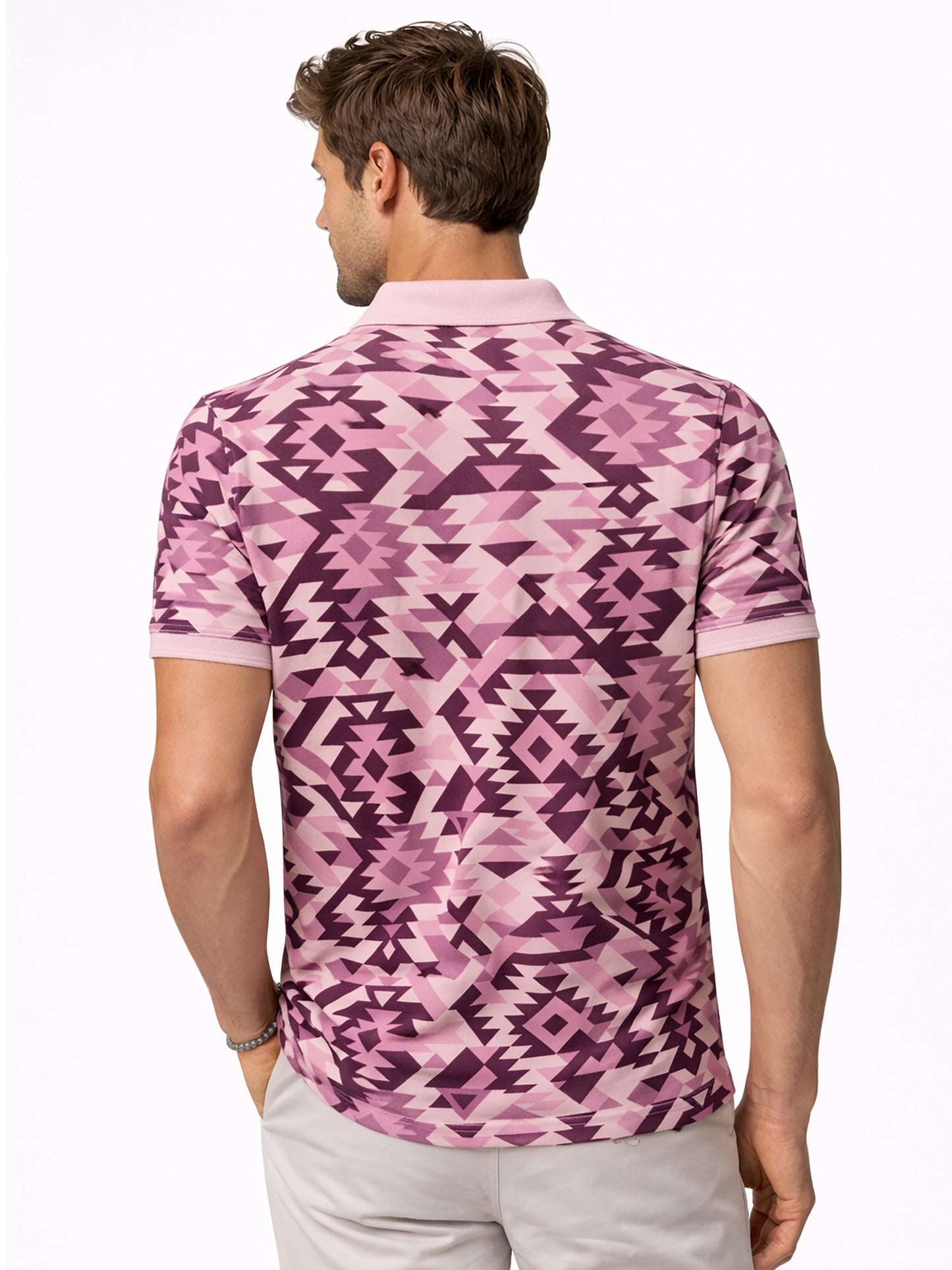 MultiColour Men’s Geometric Printed Polo T-Shirt – Regular Fit Casual Wear