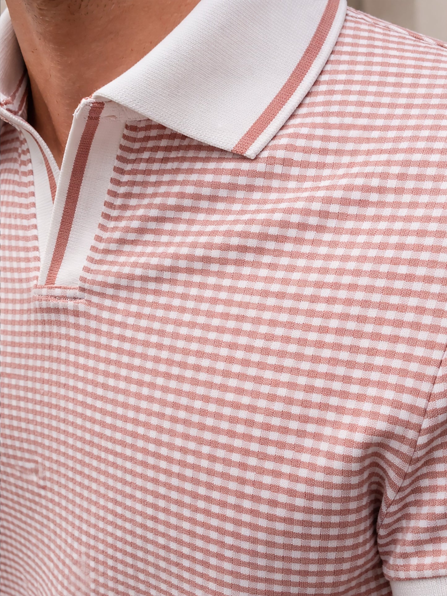 Rust Men’s Textured Polo T-Shirt – Regular Fit Smart Casual Wear