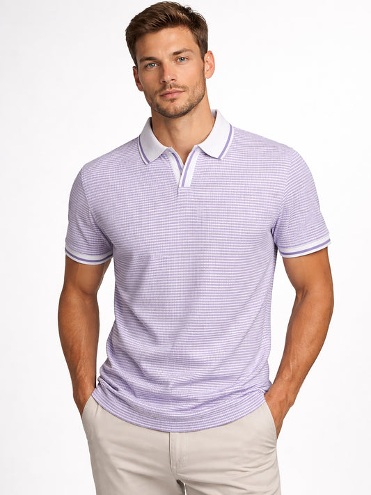 Purple Men’s Textured Polo T-Shirt – Regular Fit Smart Casual Wear