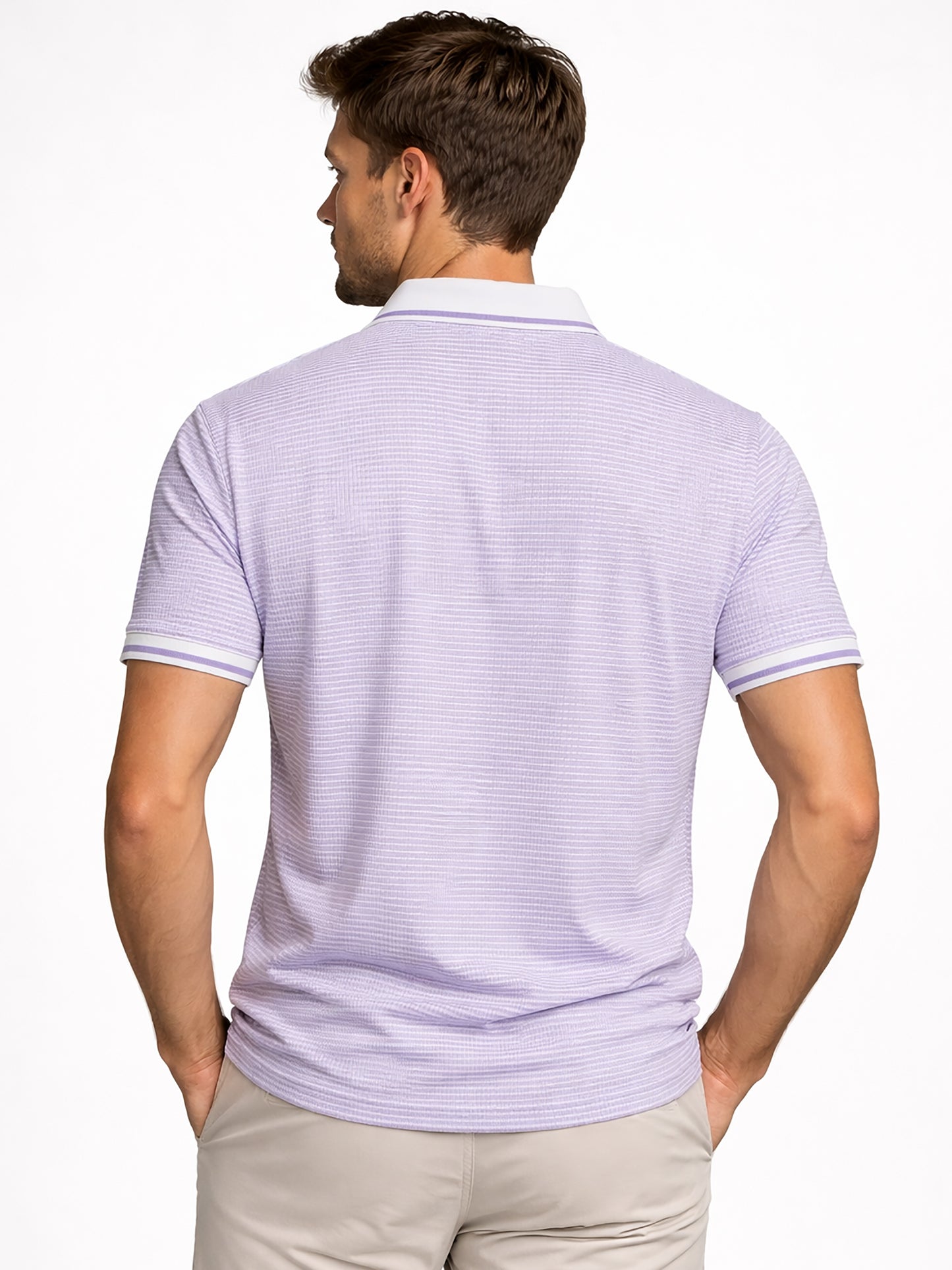 Purple Men’s Textured Polo T-Shirt – Regular Fit Smart Casual Wear