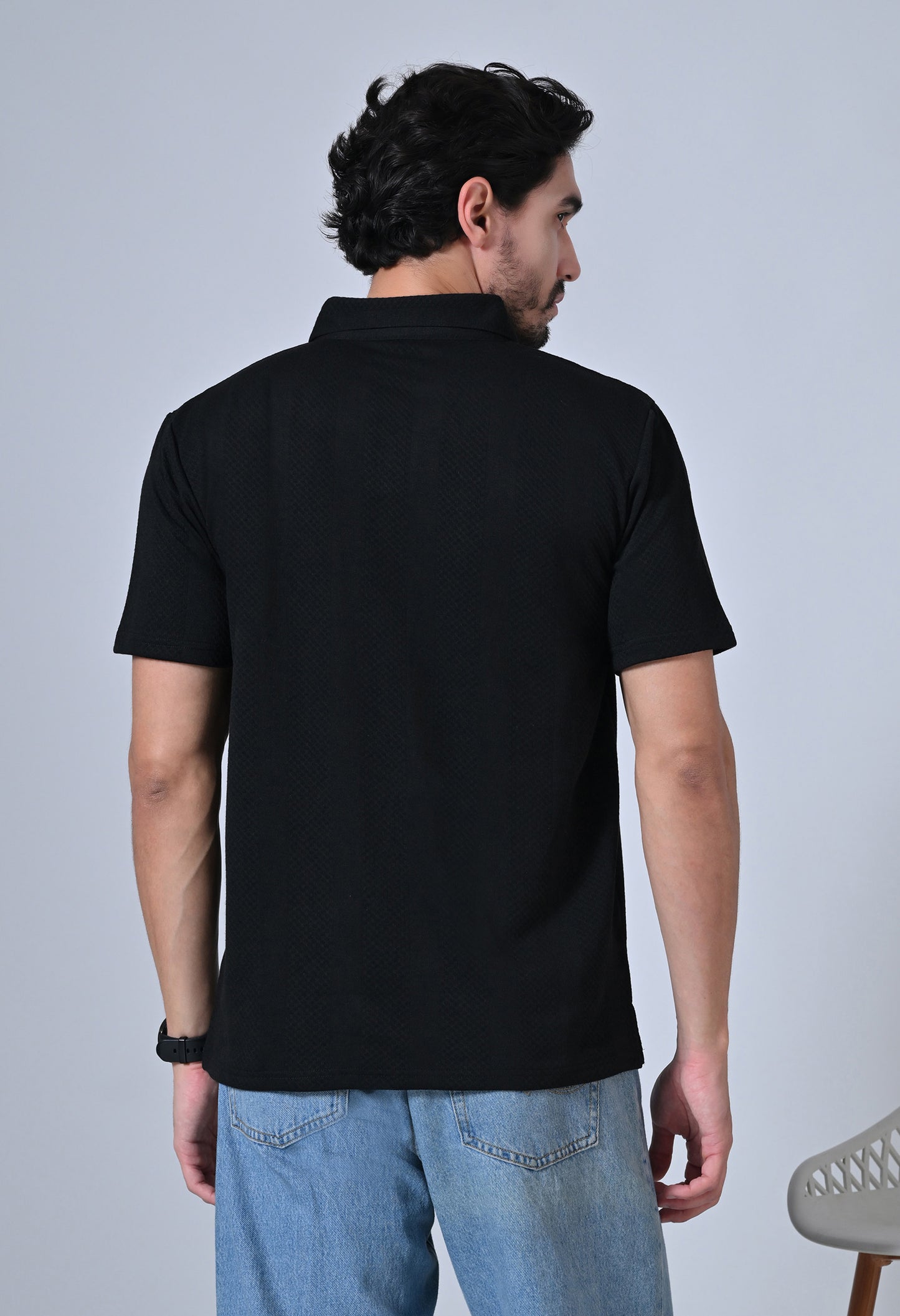 Black Men’s Cotton Solid Polo T-Shirt – Regular Fit Minimal Casual Wear