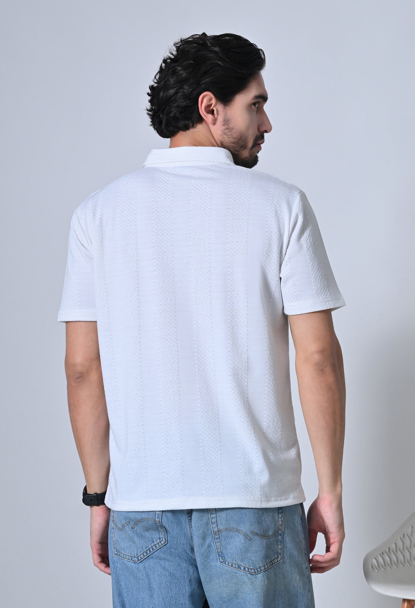 White Men’s Cotton Solid Polo T-Shirt – Regular Fit Minimal Casual Wear