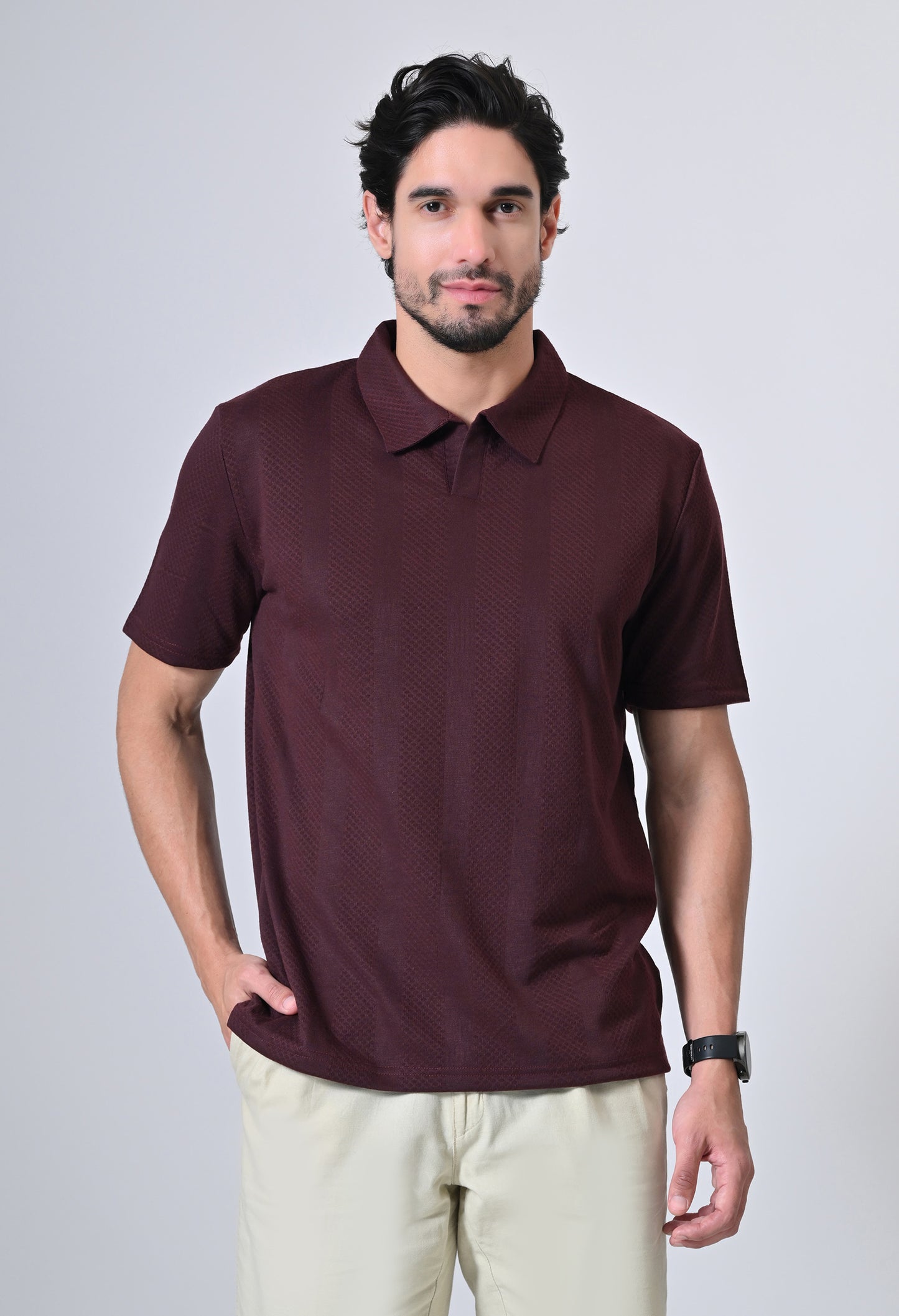 Wine Men’s Cotton Solid Polo T-Shirt – Regular Fit Minimal Casual Wear