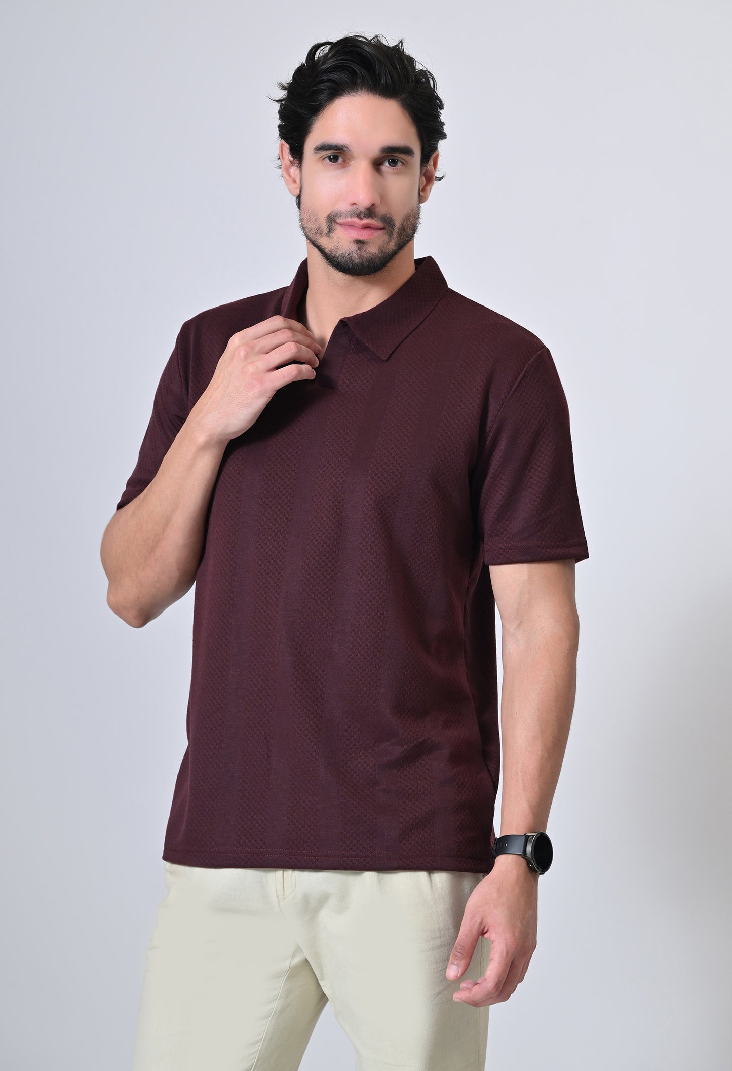 Wine Men’s Cotton Solid Polo T-Shirt – Regular Fit Minimal Casual Wear