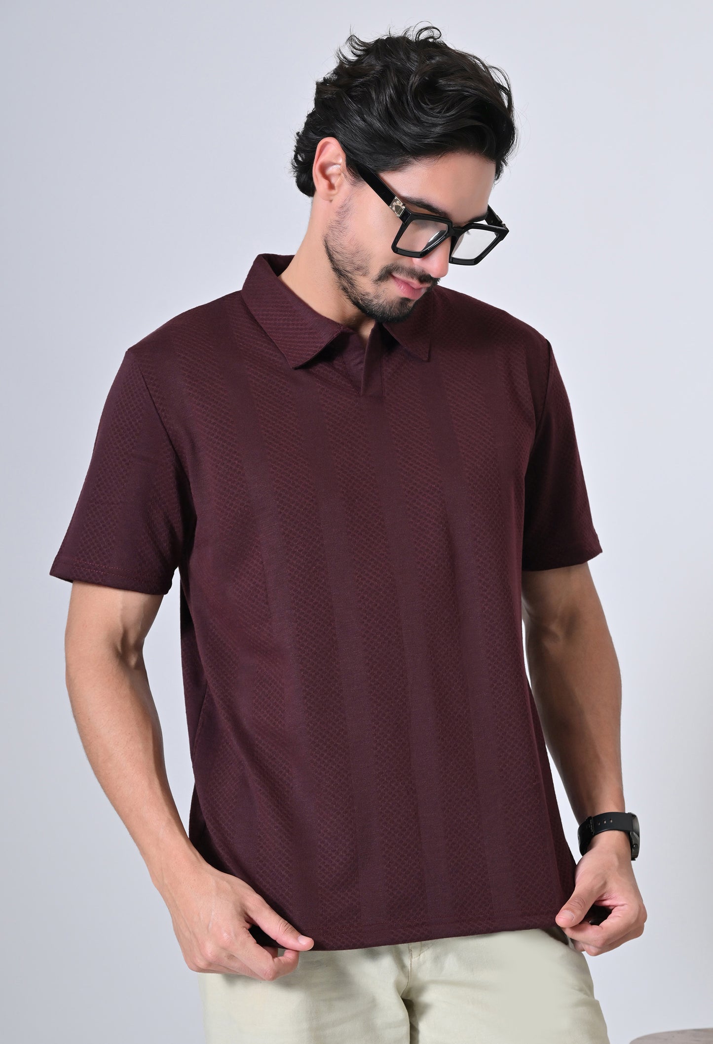 Wine Men’s Cotton Solid Polo T-Shirt – Regular Fit Minimal Casual Wear