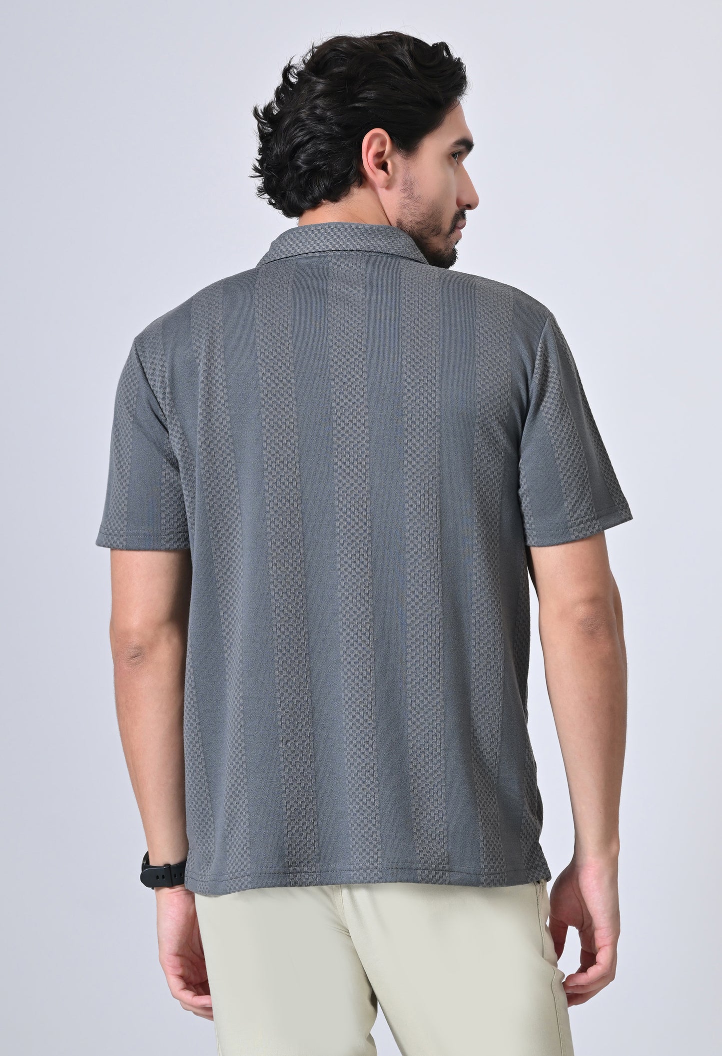 Grey Men’s Cotton Solid Polo T-Shirt – Regular Fit Minimal Casual Wear