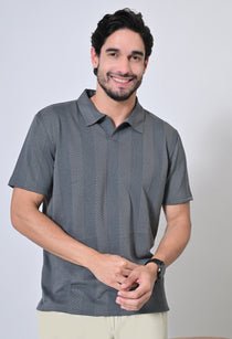 Grey Men’s Cotton Solid Polo T-Shirt – Regular Fit Minimal Casual Wear