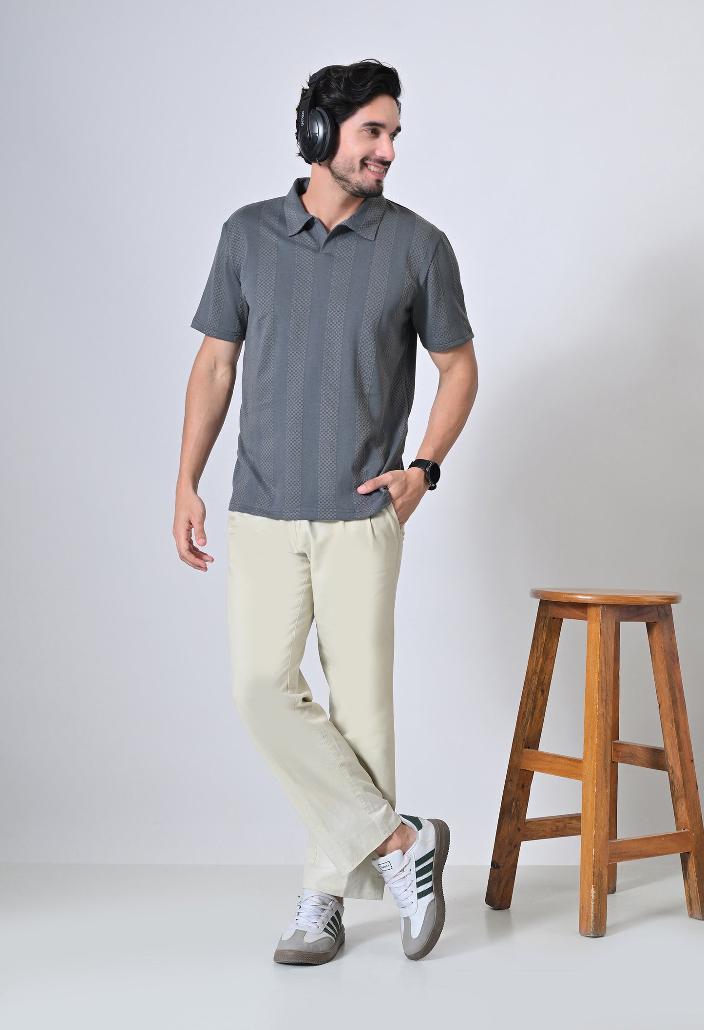 Grey Men’s Cotton Solid Polo T-Shirt – Regular Fit Minimal Casual Wear