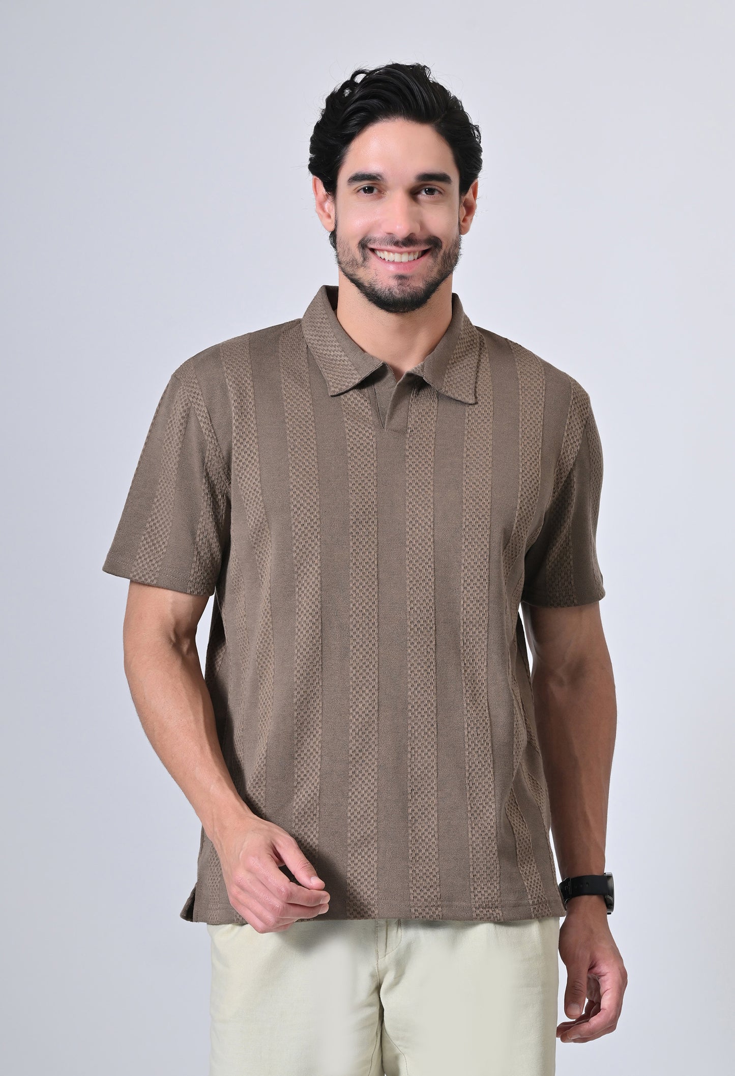 Brown Men’s Cotton Solid Polo T-Shirt – Regular Fit Minimal Casual Wear
